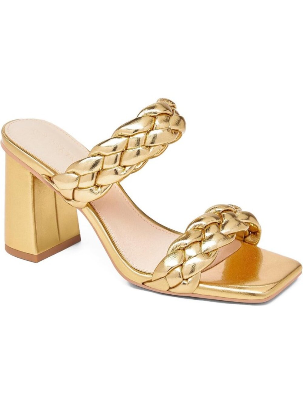 Stylish Women's Chunky Block Heel Braided Sandals - Double Strap Summer Dressy